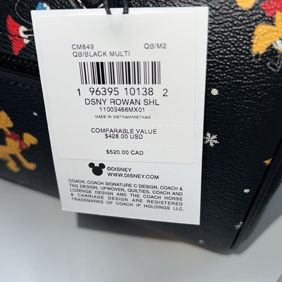 ❤️NWT DISNEY X COACH ROWAN SATCHEL BAG W/ HOLIDAY PRINT - Picture 14 of 14